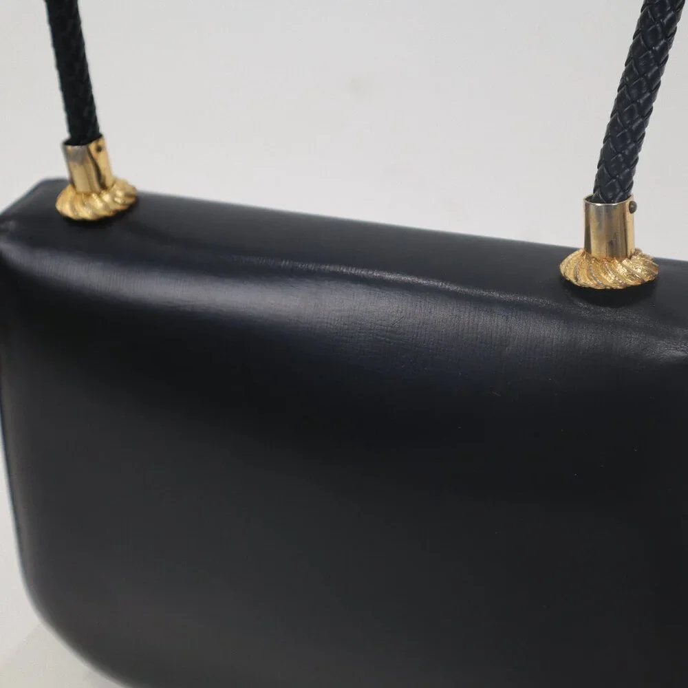 Vintage Black Large Leather Jackie O Handbag Purse Satchel Bags by Supreme EUC
